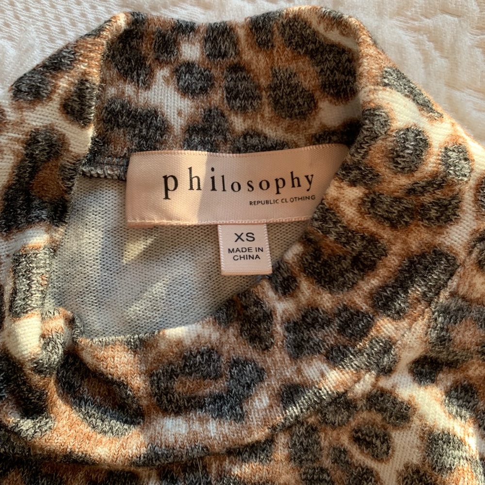 Philosophy Leopard Animal Print Mock Neck Shirt XS - Picture 5 of 7